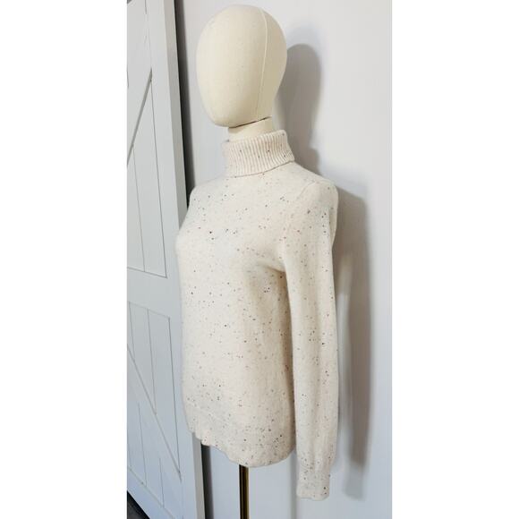 Lands’ End Women Size Xs Cashmere Turtleneck Sweater Fresh Ivory Rainbow Donegal - Picture 7 of 14